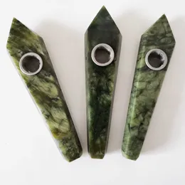 Tubi per tabacco a mano in marmo verde naturale Pipa per fumo in cristallo Tubi di aspirazione esteri con prisma esagonale