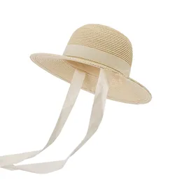 Spring Summer Kids Straw Hat For Baby Girl Casual Panama Sun Hat Children Outdoor Flat Top Bowler Beach Cap