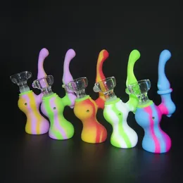 Mini Bubbler Taşınabilir Silikon Su Boruları Su Bongs Sigara Boruları Tütün Boru Kuru Bitkiler İçin Tütün Boru