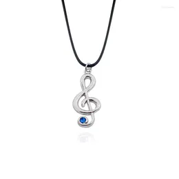 Pendant Necklaces Minimalist Music Note Necklace Jewelry Trendy Metal Blue Crystal Musical & Pendants Collier Femme