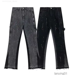 Calças de moda de calça masculina Dept Street Hip Hop desgastado Splash tinta pintada jeansddr8ijj9
