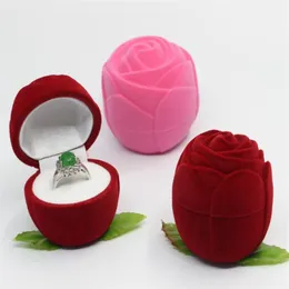 Flocking Red Jewelry Box Rose romantyczne kolczyki na wesele wisiork naszyjnik biżuteria