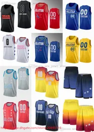 맞춤 NCAA 2018-2023 올스타 인쇄 농구 유니폼 6 개 패치 흰색 옐로우 블랙 레드 블루 오렌지 유니폼. 주문의 숫자와 이름을 메시지로 보내십시오