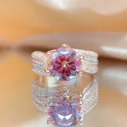 Bröllopsringar Luomansi 3 karat 9mm röd ring med GRA -certifikat 100% S925 Silver Girl Jewelry Anniversary Gift 230313