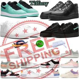 Tiffany Bule Free Shipping 1 One Flat Shoes Photon Pastel Dust Pink Luxcy Designer Sport Sneaker Men Women Outdoor Platform 1S Classic Womens Lows White