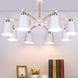 Pendelleuchten Nordic Massivholz Reine Kronleuchter Wohnzimmer Lustre Beleuchtung Minimalismus Dropped E27 Led-Leuchten