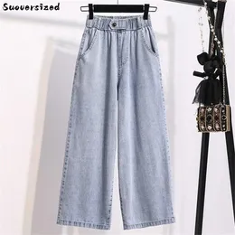 Jeans femininos Streting Oversize 5xl Baggy Jean Casual Wide perna Pant Women Women Denim Capris High Waist Vaquero Classictrouser Streetwear Pantalones 230313