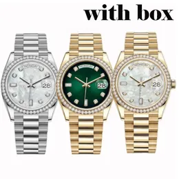 Relógio masculino Relógio mecânico automático com diamantes Relógio feminino Relógio de pulso comercial Aço inoxidável Relógio de pulso à prova d'água Montre De Luxe 41 mm Calendário duplo