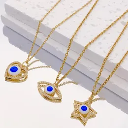 Chains Luxury Greek Turkish Evil Blue Eye Charms Women Enamel Punk Dangle Pendant Hip Hop For Jewelry Necklace Girl Gift