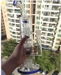 Bong a tripla camera Narghilè Riciclatore spesso Bubbler Impianti petroliferi Fumatori Tubo di vetro Bong d'acqua in vetro con Banger da 14 mm