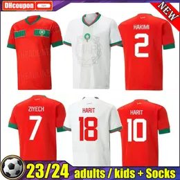 2022 SAISS Morocco National Team Mens Soccer Jerseys 22 23 Special Edition ZIYECH Home Red Away White Football Shirt EL- ARABI HAKIMI FAJR EN-NESYRI top thai quality