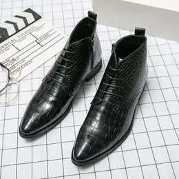 Итальянский заостренные кожаные туфли мужчина сапоги модные формальные оксфордские ботинки платье для ботинки Chelsea.