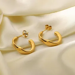 Kolczyki obręcze ze stali nierdzewnej 18-karatowe złoto geometryczne złote obręcze w kształcie litery C Huggie przebijanie aretes Pendientes Uszy Pierścień Oorbellen