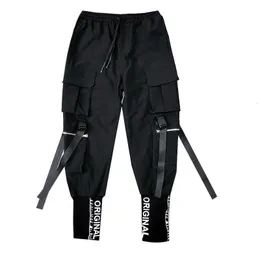 Męskie spodnie Retro High Streetwear Ładunki Mężczyźni luźne proste swobodne spodnie dresowe Joggers 230314