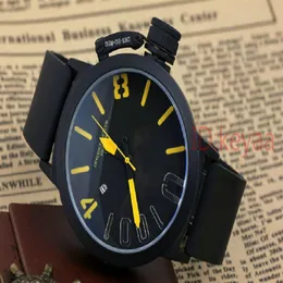 Designer de casos preto Mens Boat Watch Sports 50mm Big Silver Watch Rubber Classic Luxury Movimento automático mecânico U Relógios wri205a
