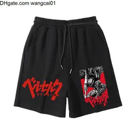 Wangcai01 Men's Shorts Anime Berserk Shorts Gutsショートパンツ特大の短いパンツストリートのプリントショーツグリフィスクロップドパンツハラジュクメンショート