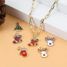 Charms de Natal X-Mass Bebking Tree esmalte para jóias que produzem o colar de chaves de pingente de pingente