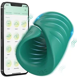 Vibratori Bluetooth Vibratore del pene per gli uomini Macchina del sesso Glande Massaggiatore Pene Delay Trainer Masturbatore maschile automatico Giocattoli del sesso per adulti 230314