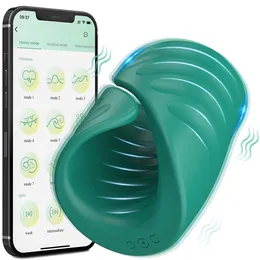 Vibradores Vibradores Bluetooth Penis Vibrator para homens Máquina de sexo Glans Massageador Penis Treatador Automático masturbador masculino Brinquedos sexuais para adultos 230314