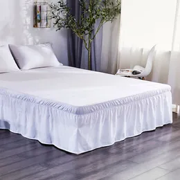 Saia de cama babados home elástico em torno da saia da cama lavável El quarto decorativo Saias de cama de desbotamento fácil decoração de cama resistente à cama 230314