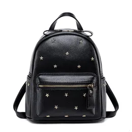 School Bags Fashion Rivet women Backpack small Luxury design Schoolbags For Girls mochila bagpack PU Leather Travel female shoulder 230314