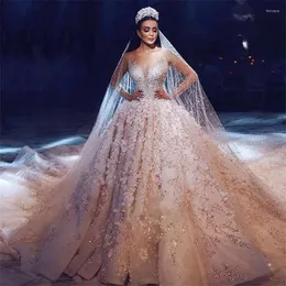 Suknia ślubna luksusowe sukienki ślubne 2023 suknia balowa tiul tiulowy kryształowe cekiny z koralikami kobiety formalne sukienki panny młodej na zamówienie