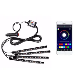 자동차 LED 스트립 라이트 앱 제어 자동차 인테리어 조명 업그레이드 16 개의 고정 콜러 무한 DIY 색상 LED 램프의 분위기 램프 usalight