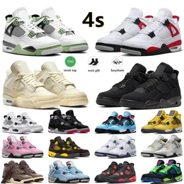 Classic Black Cats 4S Og Jump Man Basketball Shoes Thunder 4 Men نساء أبيض Oreos Sail Canvas Pure Money Photo Dust Sneakers Sports 36-47