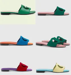 Lyxkvinna sommarpopmärke utskuret sandal slipper flip flip skor förreglade utskurna sandaler läder gummisula design skor tillverkade i Italien med box card dustbag