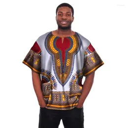 Men's T Shirts Mens Casual African Shirt Wax Print Dashiki T-Shirt Plus Size Tops Traditional Clothing WYN04
