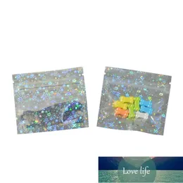 Fashion Clear Mini Zip Lock Holographic Mylar Packaging Bags 100pcs Colorful Rainbow Sample Power Packing Bags Pills Storage Bag 7.5*6.5cm