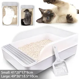 Outros gatos suprimentos de gato semi-abertos caixa de areia de areia aberta caixa de areia de gato anti-splashing lateral lateral lateral lixo com lixo peneirando colher 230314