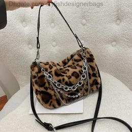 Totes vintage Faux Fur Leopard Women ombro Bolsas de Crossbody 2022 Luxury Brand Designer Bolsa Bolsa Bolsa Messenger Bags 0314V23