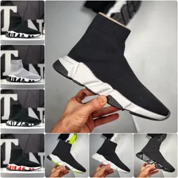 2023 Parijs Designer Casual Sock Shoes Comfort Sole Breathable Men Women Platform Hommes Mesh Trainer Black Glitter Knuste Triple Sneaker Walking