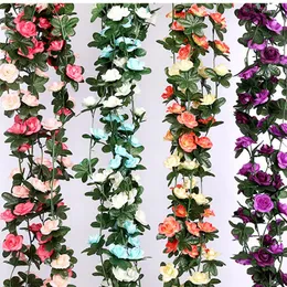 Decorative Flowers 5 Pack 2.7m Fake Rose Vine Plants Artificial Flower Hanging Ivy Home El Office Wedding Party Garden Art Decor