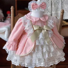 Flickas klänningar cekcya spanska babyklänningar för barn lolita kawaii klänning flicka födelsedagsfest boll klänningar spädbarn prinsessan tjockare vestidos w0314