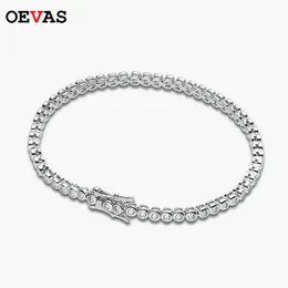 Charm Armbänder Oevas 100% 925 Sterling Silber 2mm Tennisarmband für Frauen Diamant Edelsteinarmband feiner Schmuck 230313