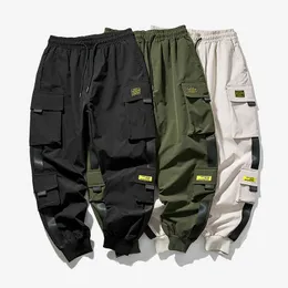 Mens Pants 2023 Hip Hop Joggers last Män harem Multipocket Ribbons Man Sweatpants Streetwear Casual S5XL 230314