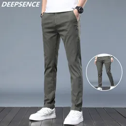 Calça masculina calça casual calças da primavera elástica de outono e reto de calça respirável para homens diariamente os corredores de escritório