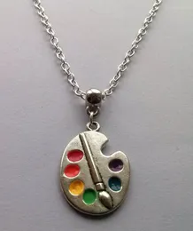 Chains 2023 Artist Palette Necklace Silver Color Enamel Multicolour Gift Painter Long Handmade Women