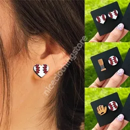 Sport Baseball Stud Earrings for Women Football Volleyball Wooden Earring Party Fashion Jewelry Gifts