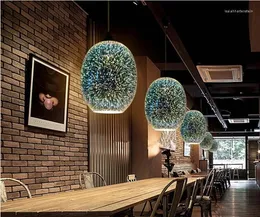 Pendant Lamps E27 Glass Art Creative Personality Boutiques Cafe Restaurant Bar Racks Light 3D Fireworks Chandelier