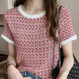 Женская футболка ретро-летняя ледяная шелк с коротки