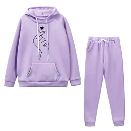 Women's Two Piece Pants Casual Tracksuit Women Hoodies 2 Sets Outfits Autumn Sweatshirts Hooded Pullover Fleece Pant Suits Jogging Femme 230313