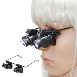 Kit di riparazione per orologi Fascia per occhiali Lente d'ingrandimento con luce a LED Lente di ingrandimento in metallo Artigianato Vetro ottico Gioielli Orologiaio Lente Magnifi Strumenti O4D5