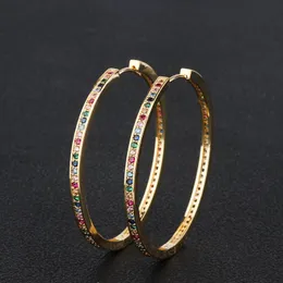 Hoop Earrings & Huggie Funmode European Style Micro CZ Pave Gold Color Women Earring For Wedding Party Jewelry FE29Hoop &Hoop