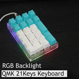 QMK Teclado Programação Macro Função Teclado Macropad 21Keys Com RGB Backlight Numpad Programável Mini -teclado mecânico