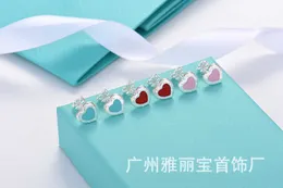 Подвесные ожерелья роскошная 925 серебряная серебряная эмаль Серьги с голубым сердцем для женщин для женщин Новая биджукваль