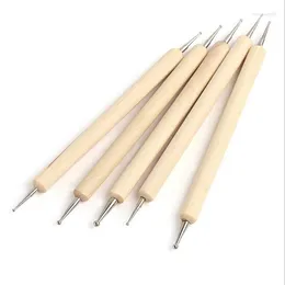 Наборы для дизайна ногтей 5 X 2 Ways Doting Tools Wood Pen Painting Tool Dot Set Care