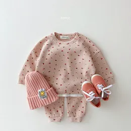 Одежда наборы для малышей детская вафельная хлопковая одежда наборы много фруктов для печати толстовки повседневные брюки 2 шт.